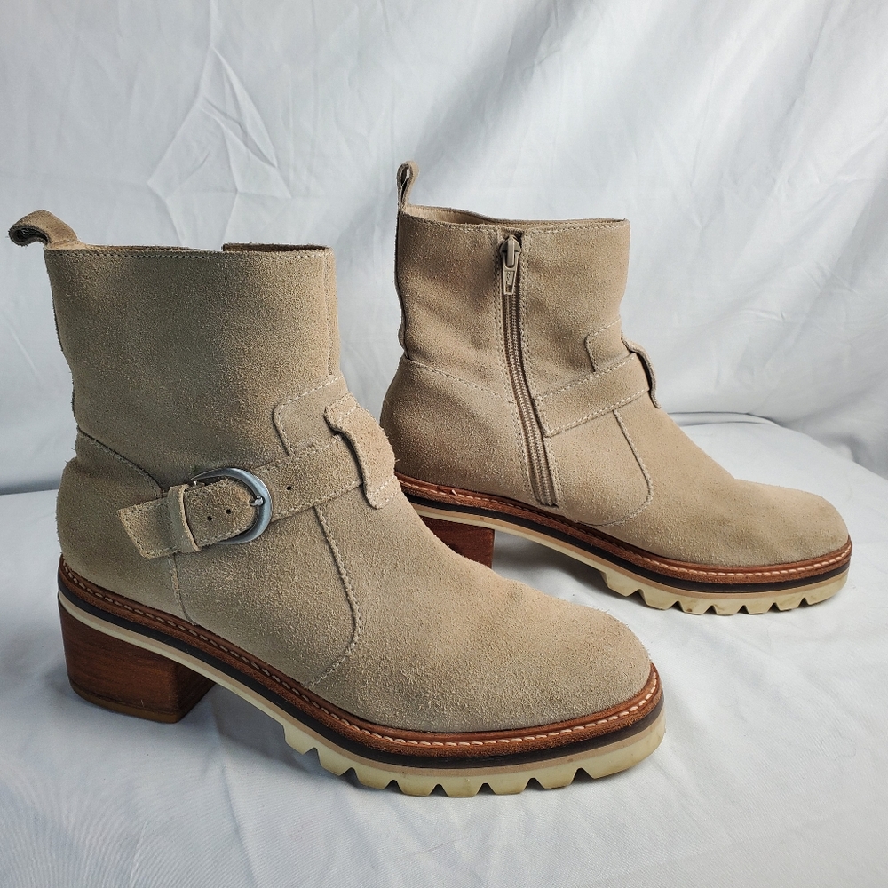 Anthropologie Bernardo Scout Suede Buckle Booties 8M - Picture 2 of 16